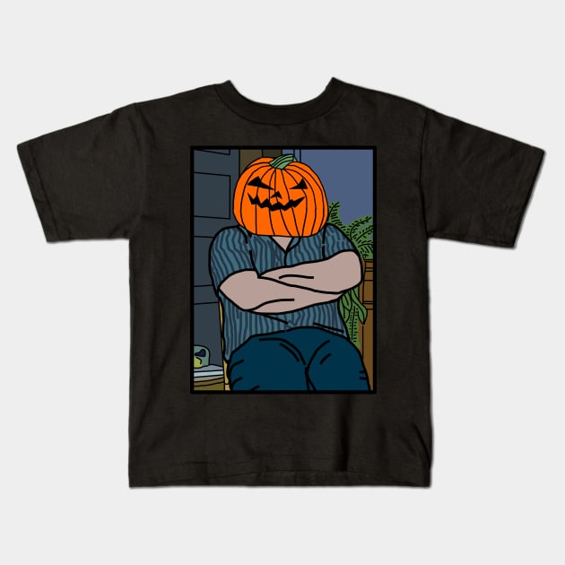 Halloween Horror Irish Uncle Memes Pumpkin Head Kids T-Shirt by ellenhenryart